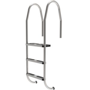 Plastica 43mm (1.7in) 3 Tread Removable Wooden Pool Ladder 316 Grade Stainless Steel