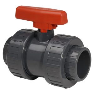0.75in Grey PVC Double Union Ball Valve